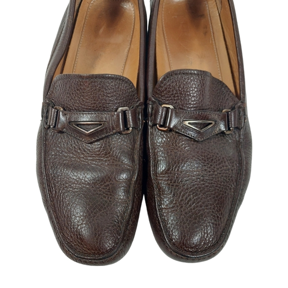 PRADA Brown Leather Men’s Flat Slip On Loafers - Picture 3 of 17
